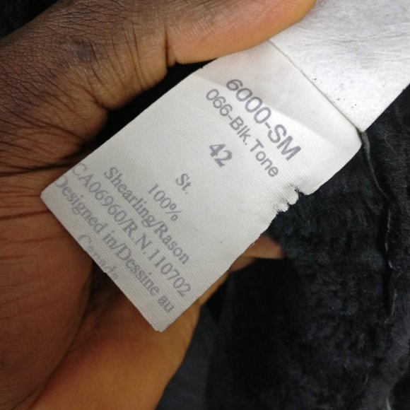 DOMINIC BELLISSIMO Lux textured Black Sheepskin Shearling Coat 42 Designed in CA - Picture 10 of 12